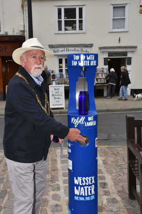 Bridport mayor, councillor Ian Bark, opens the new water fountain Picture: Tim Russ