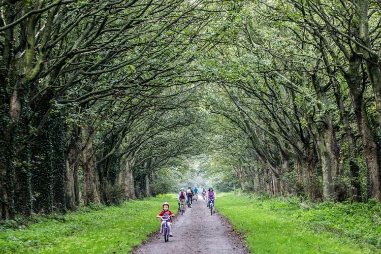 Cyclists take in one of the Leverhulme Estate tracks