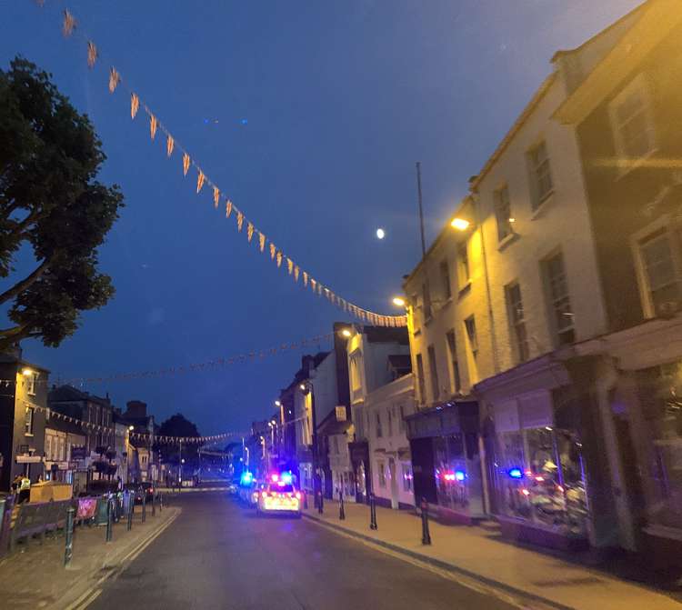 Police in South Street yesterday evening