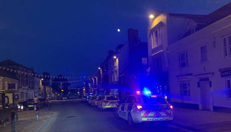 Police in South Street yesterday evening