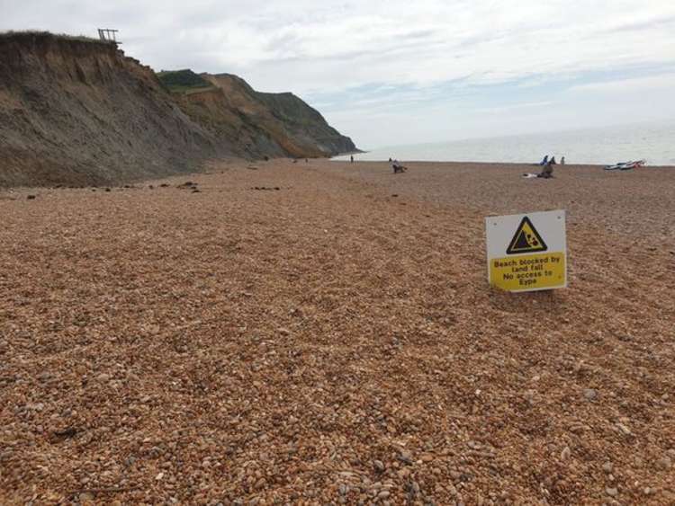 The cliff fall at Seatown Picture: Dorset Coun