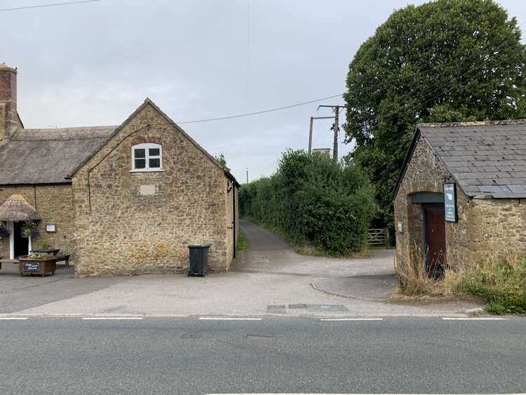 Go down the path to the right of the Half Moon pub