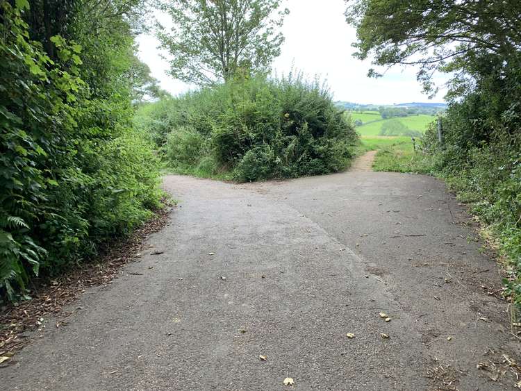 Follow Dodhams Lane round to the left