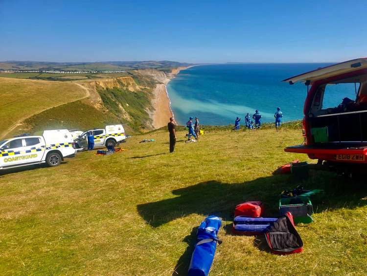 The dog rescue at Thorncombe Beacon near Eype Picture: Bridport Fire Station