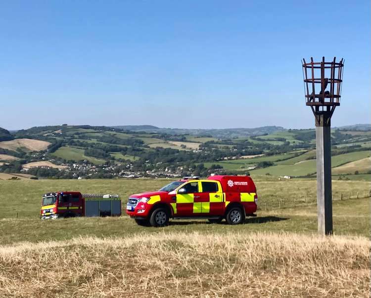 The dog rescue at Thorncombe Beacon near Eype Picture: Bridport Fire Station