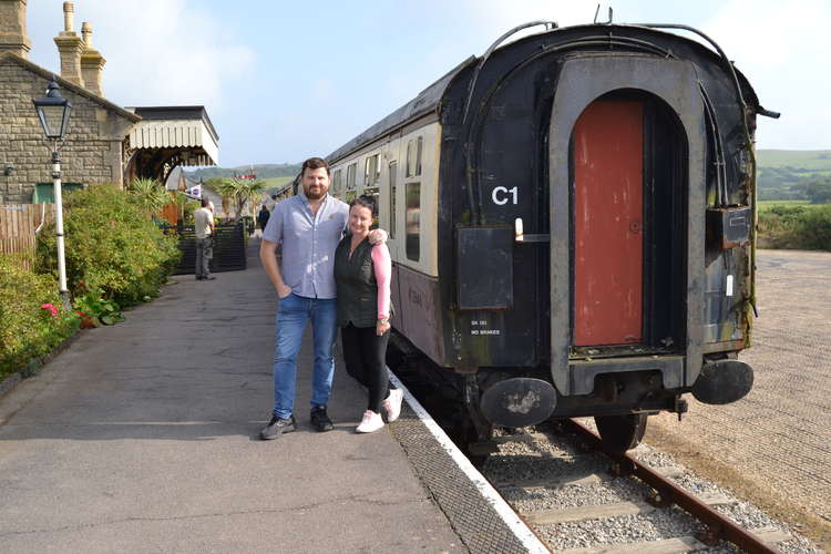 Ross and Claire Moore, owners of The Station Kitchen, by the new carriage