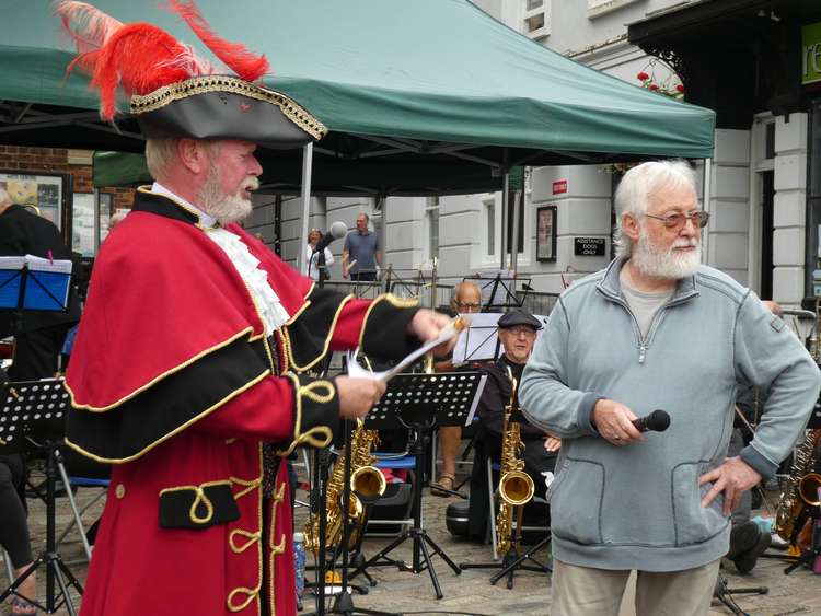 Town crier John Collingwood and charter chairman Arthur Woodgate