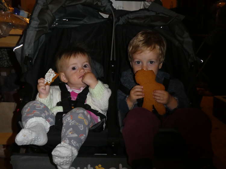 Aria and George Good enjoy the treats on offer