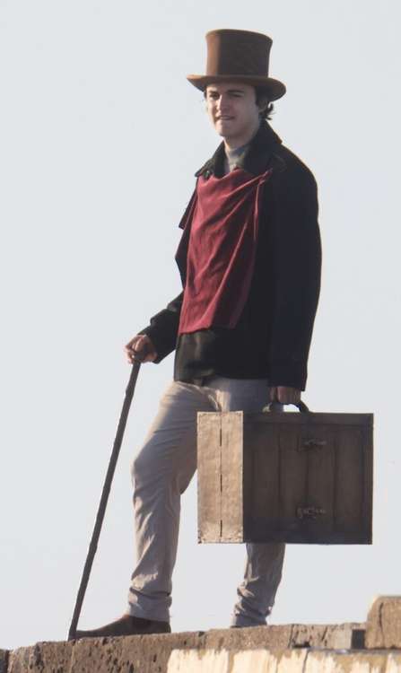 Hollywood actor Timothée Chalamet pictured filming for 'Wonka' at Lyme Regis harbour Image: Richard Austin