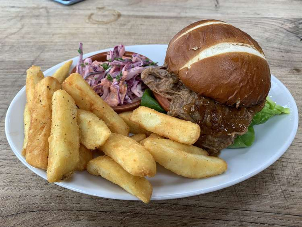 The beef brisket sandwich at the Watch House Cafe