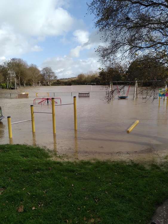 Flooding in Burton Bradstock Image: Mark Parsons