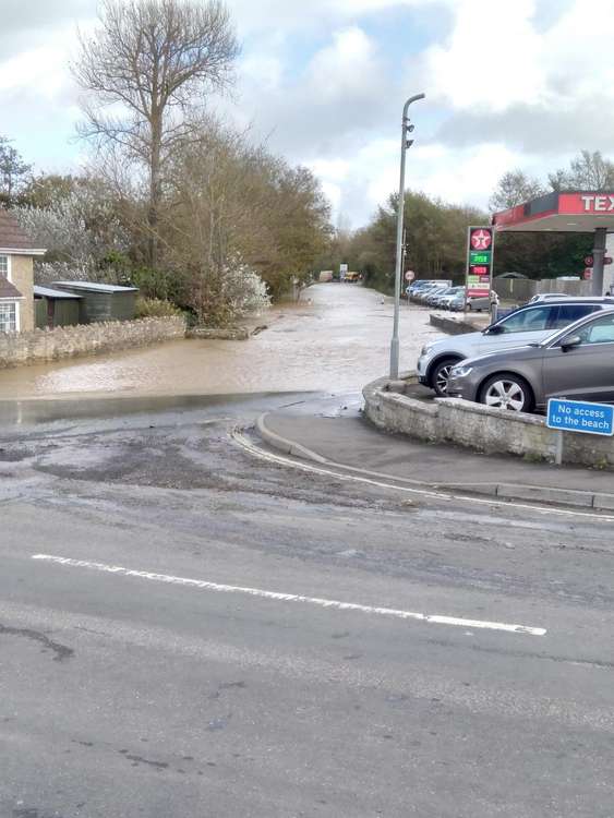 Flooding in Burton Bradstock Image: Mark Parsons