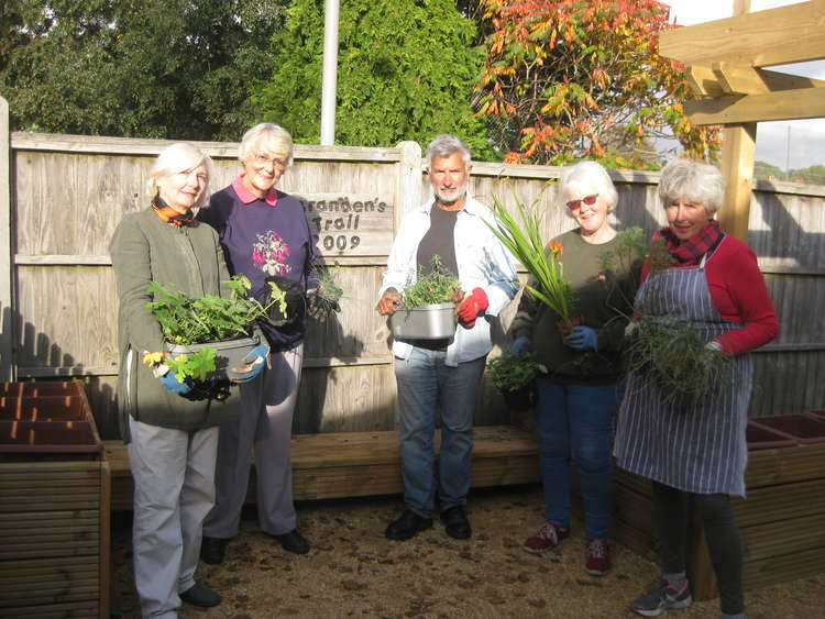 Bridport Garden Club members Sibyl Gale, Pamela Cant, Tim Gale, Margaret Genender, Sarah Herring