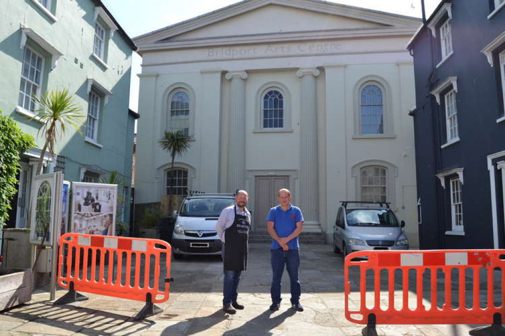 The Arts Club Restaurant will open tomorrow at Bridport Arts Centre. Pictured is Mark Banaham of Morrish and Banham and chef George Marsh