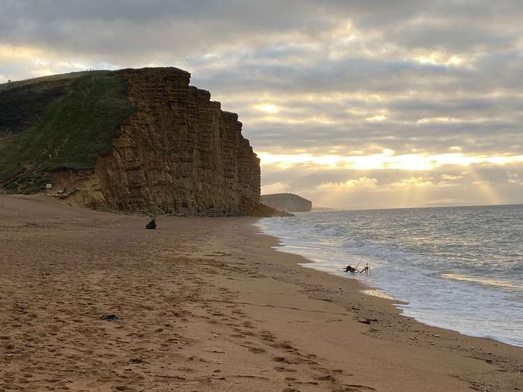 The cliff fall at West Bay Image: Caroline Pearce