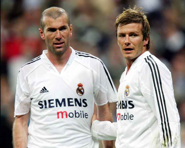 David Beckham with Zidine Zidane, colleagues at Real Madrid