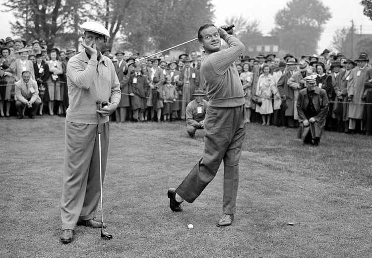 Driving off - Bob Hope who died after a round of golf