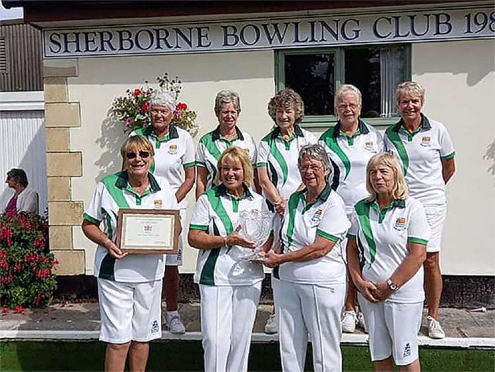 The Lyme Ladies pictured wit their trophy: Ann Allman, Lesley Broom, Nicky Driscoll, Mary Haseman, Chris Pomeroy, Angela Rattenbury, Sue Rowe, Erica Sarson and Pam Weech. The Lyme Ladies pictured wit their trophy: Ann Allman, Lesley Broom, Nicky Driscoll, Mary Haseman, Chris Pomeroy, Angela Rattenbury, Sue Rowe, Erica Sarson and Pam Weech.