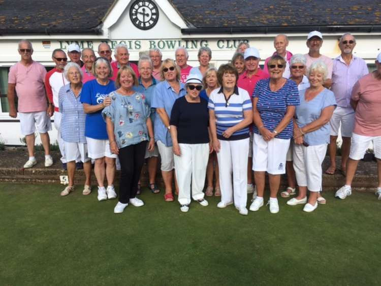 The men versus the ladies at Lyme Bowling Club