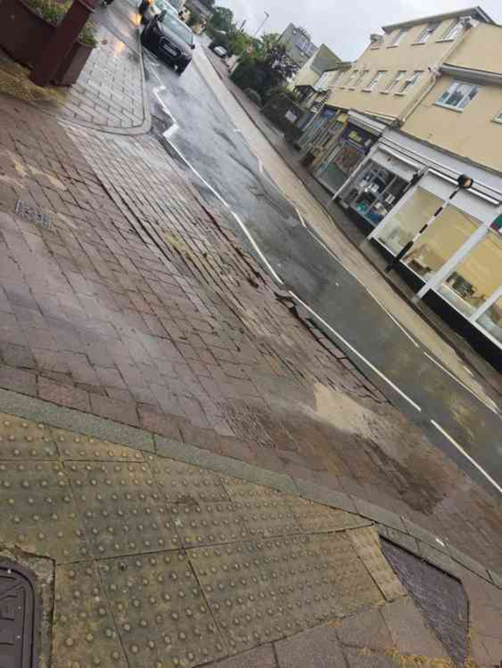 The paving slabs were damaged by water ingress during flash floods