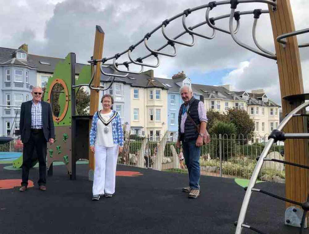 Chairman of East Devon District Council, Cllr Cathy Gardner with Cllr Geoff Jung, portfolio holder for Coast, Country and Environment, and Seaton ward member Cllr Jack Rowland