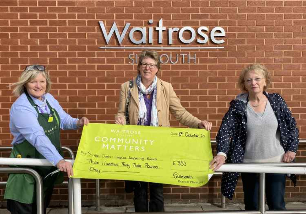 From left, community lead at Waitrose and Partners Sidmouth, Julie Marish; League manager Lycia Moore; and League trustee Shirley Robinson