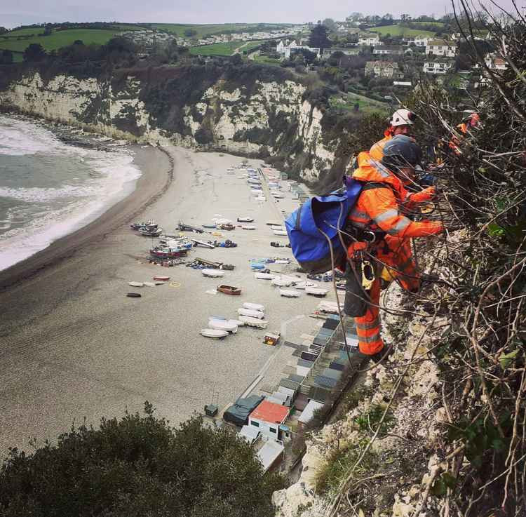 East Devon Districty Council shared this photo of cliff inspections underway in Beer