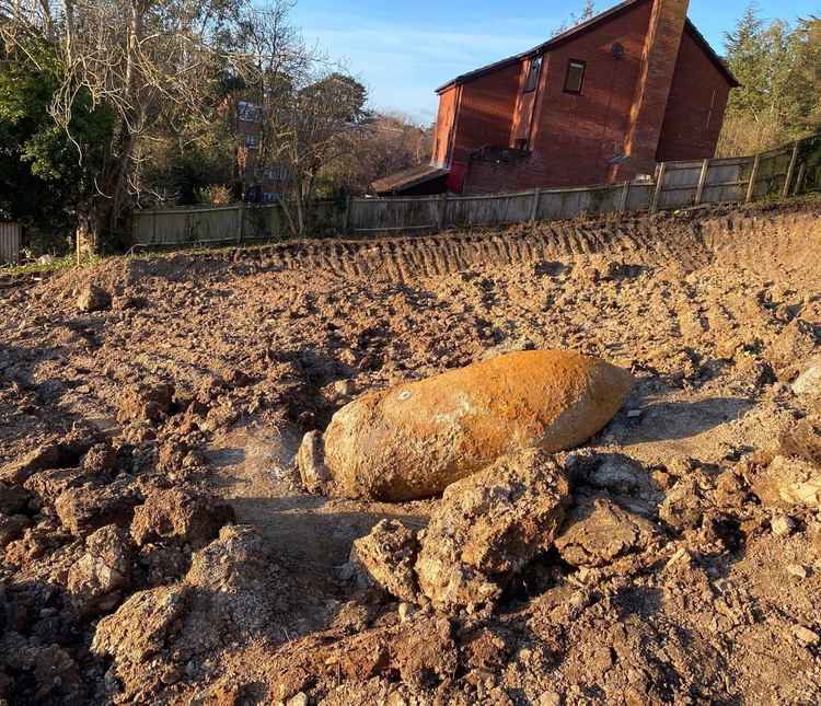 A multi-agency response was launched after an unexploded WWII bomb was discovered in Exeter (photo credit: Devon & Cornwall Police)