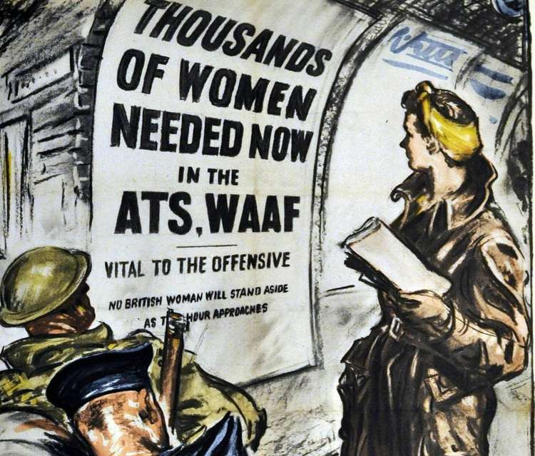 A recruiting poster for the Auxiliary Territorial Service and the Women's Auxiliary Air Force