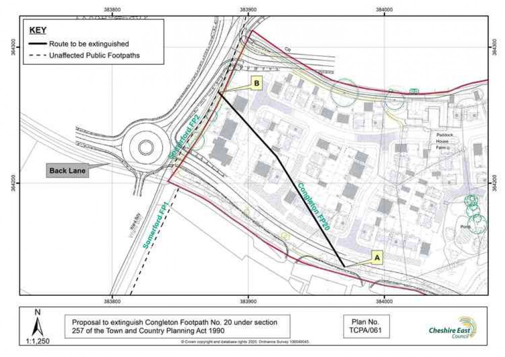 The footpath runs from Back Lane to Public Footpath No. 2 in Somerford.