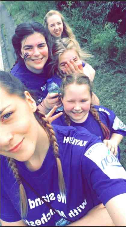 Eloise with friends walking from Congleton to Manchester Children's Hospital to raise money for the families affected by the Manchester bombing attack.