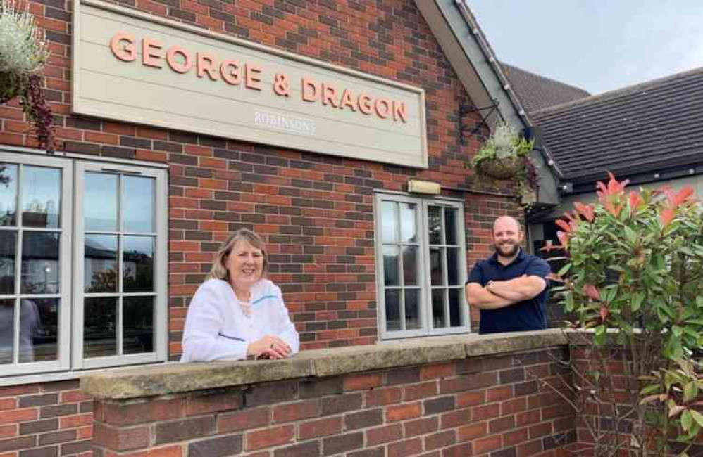 Fiona Bruce MP outside the George & Dragon in Holmes Chapel