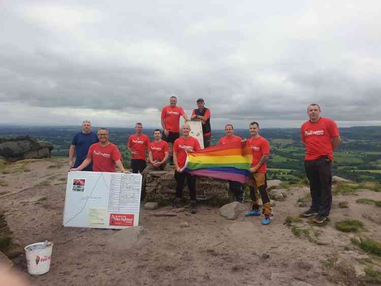 Firefighters from Congleton at the top of Bosley Cloud