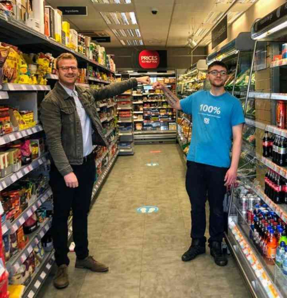 From left, Tom Avery (Editor for Congleton Nub News) and Josh Goodwin, team manager at Bromley Road's Co-op store.