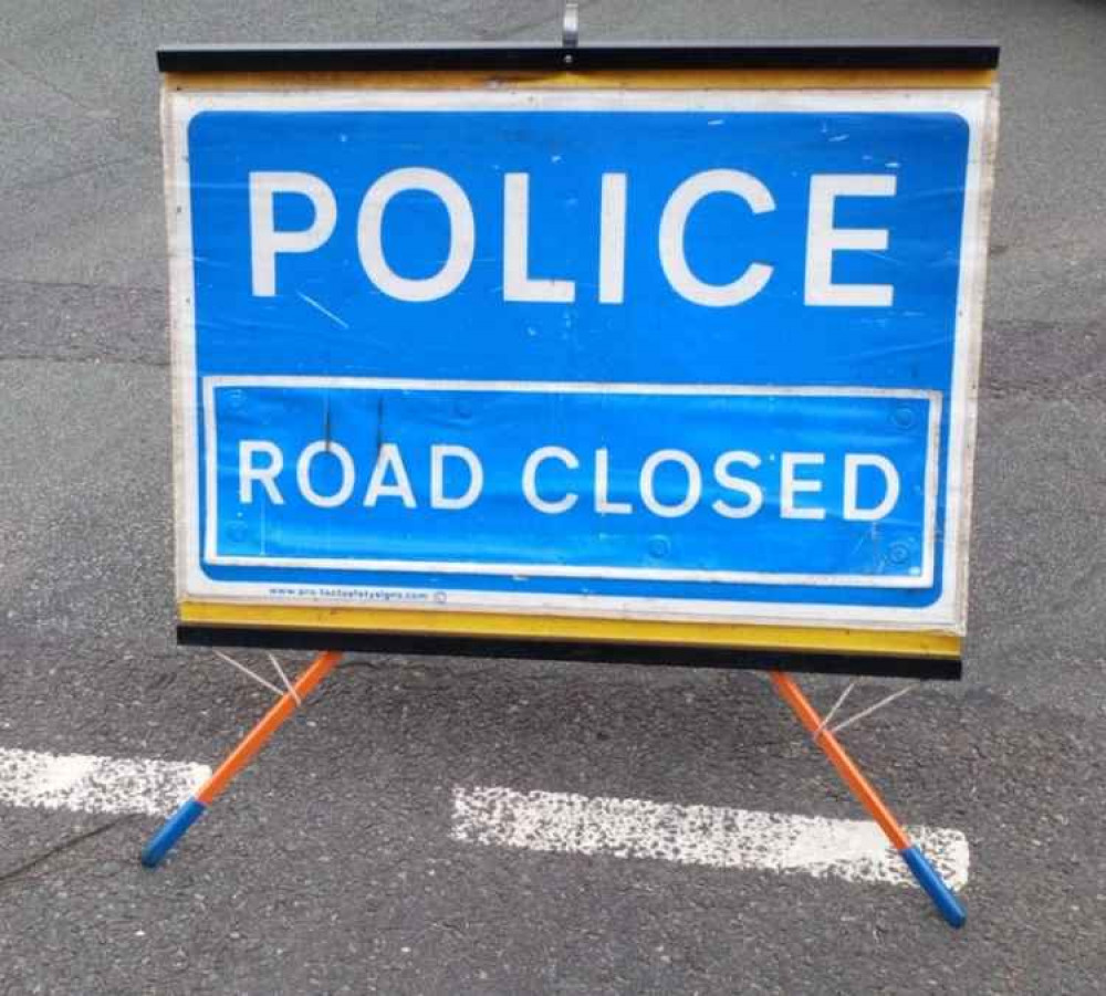 Major road closed due to serious road traffic collision Local