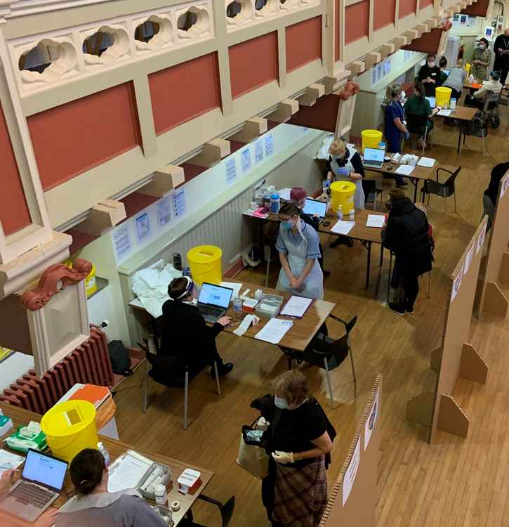 Covid-19 vaccinations taking place at Congleton Town Hall.