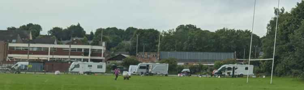 Travellers on land near Congleton Leisure Centre in July 2020. (Image by Llew Hughes)