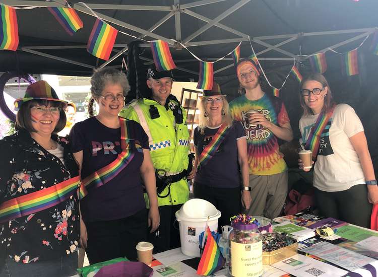 Sgt Paul Brunton with WEP Louise Bailey, Deborah Crawford, Kay Wesley, Marcus Wesley and Sally Bence.