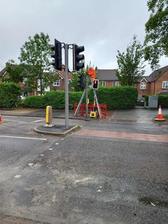 Work conducted improving traffic lights on Holmes Chapel Road last month. The road starts in Holmes Chapel, and ends in Congleton if travelling eastwards. (Image - @CECHighways)