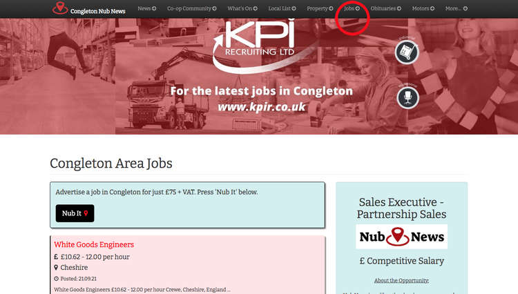 Click the Jobs section at the top of the page, or linked on this article to find the latest jobs in Congleton.