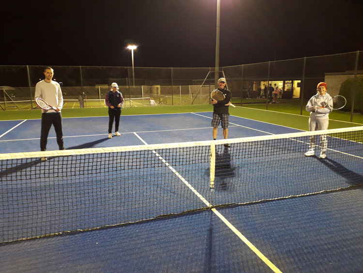 Pictured after the unveiling of the new tennis court at Seaton are (left to right): club members Iain Horlock, Julie Hopkinson, Neale Sykes and Jane Barribal
