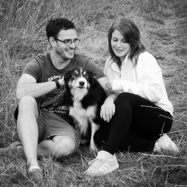 Lindsay and her partner David with their brave Border Collie.