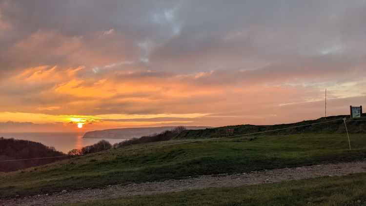 Sunset over Axe Cliff Golf Club taken by Karen Curnock