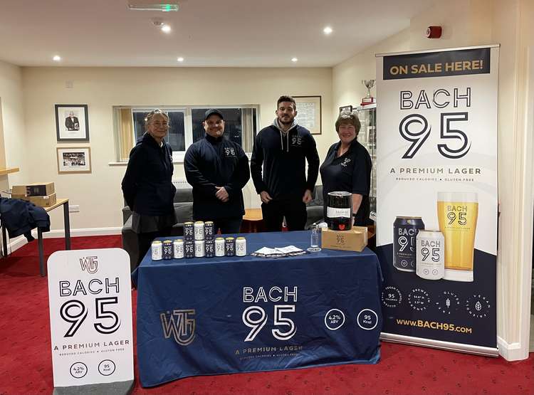 Kathy Taylor and Eileen Grigg from the club with Jesse Coulson and Macclesfield-born rugby player Will Cliff, who co-founded beer company Bach 95.