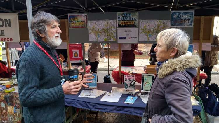 Dr Barry Speed, clad with reusable coffee cup, conversed with Congleton residents.