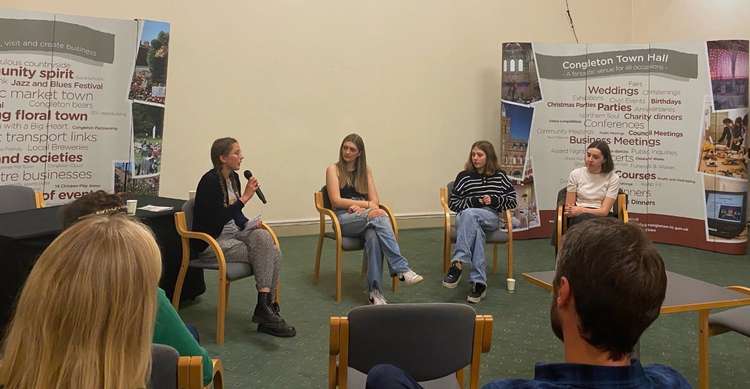 Campaigner Esther Bird (left) encouraged Congleton youth to channel their climate anxiety into action.