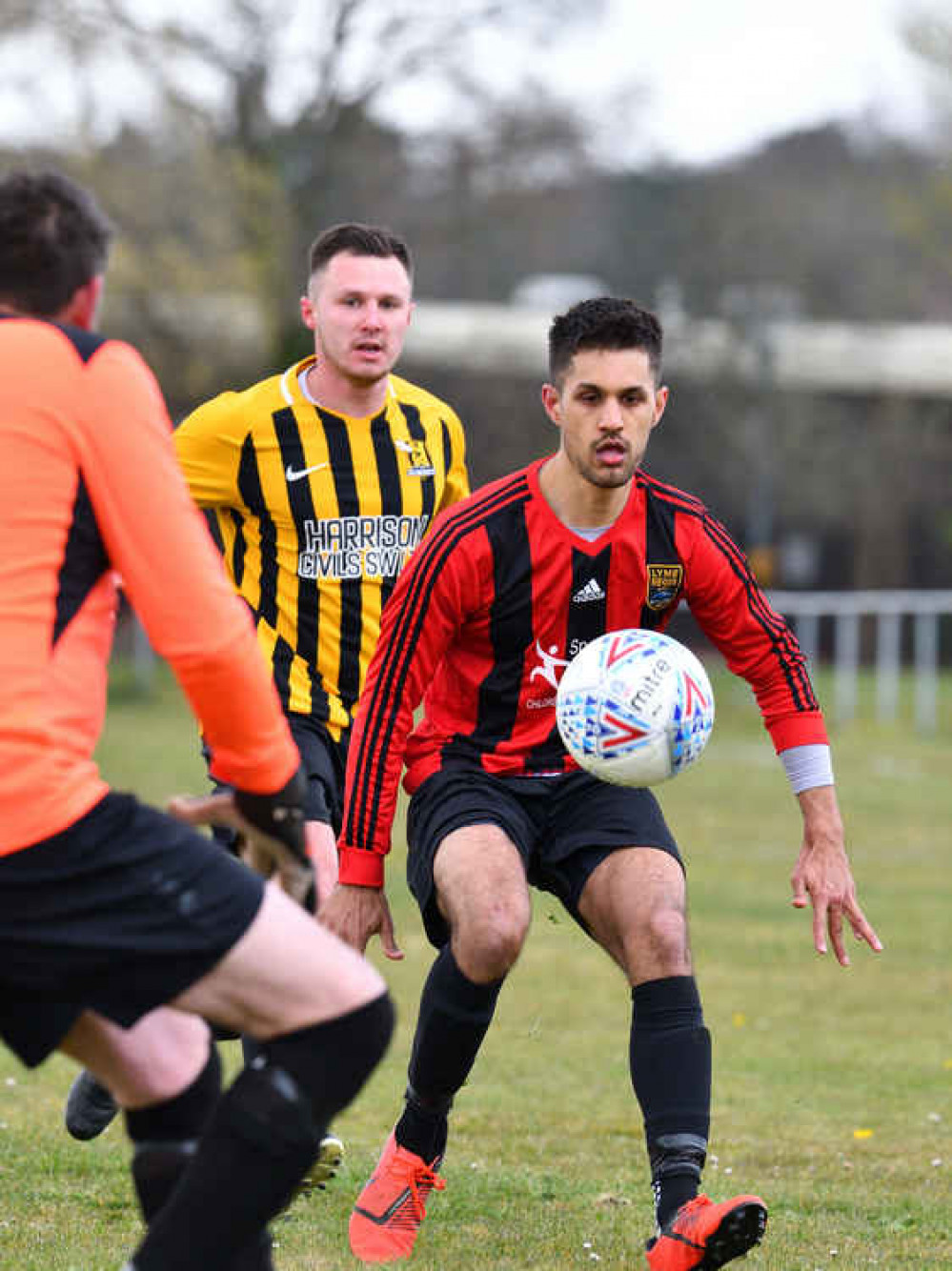 Rikki Sargent who scored Lyme's first goal in their Dorset County Trophy in a 3-2 defeat after extra time against Poole Borough