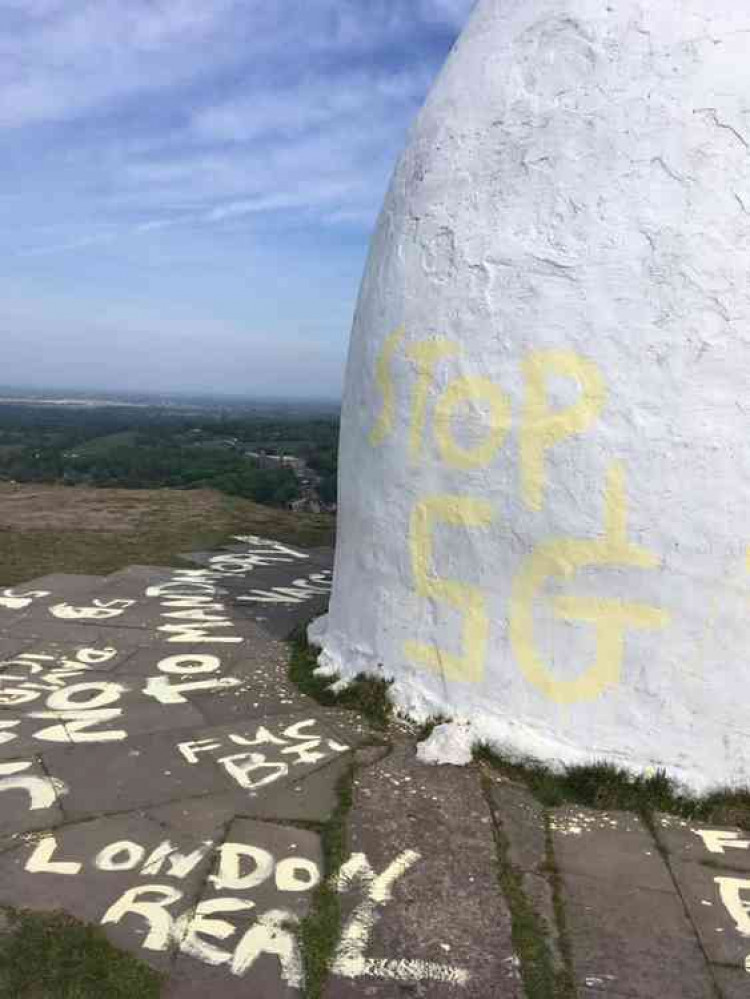 'Stop 5G' was a common phrase used in the vandalism (Credit: Diane Rhodes)
