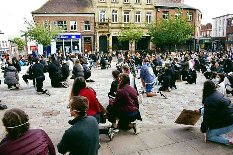 Hundreds gathered in Macclesfield town centre to show solidarity with the Black Lives Matter movement.