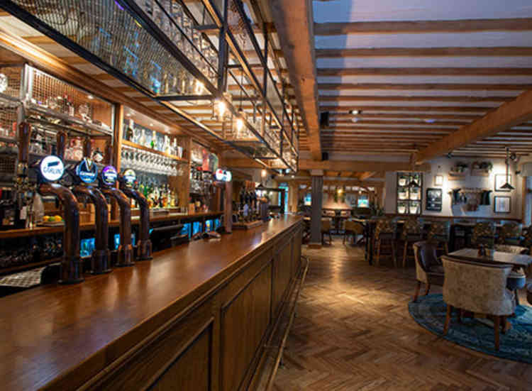 Stunning new oak bar with seating area